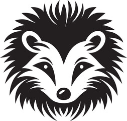Sleek and Prickly Black Hedgehog Emblem Abstract Hedgehog Grace in Monochrome