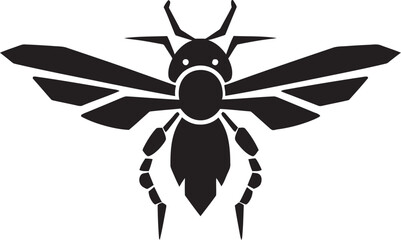 Eyes of the Stinging Defender of Power Vectorized Monochrome Hornet Icon of Power and Protection