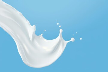 Obraz na płótnie Canvas white milk or yogurt splash in wave shape isolated on blue background, 3d rendering Include clipping path, Generative AI