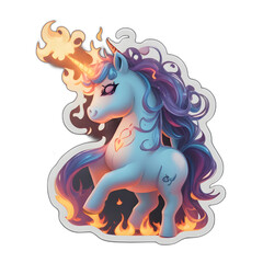Obraz na płótnie Canvas cute unicorn on fire