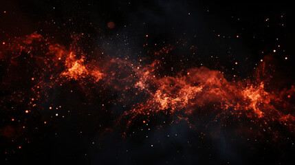 Fototapeta na wymiar Fire embers particles over black background