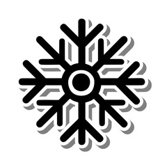 Cute Snowflake on white silhouette and gray shadow. Vector illustration about Winter.