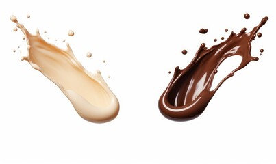 Brown Liquid chocolate splash or cocoa splashing isolated design, Generative AI