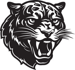 Black Jaguar Silhouette Elegance Defined Contemporary Hunter Mark with Spots © BABBAN