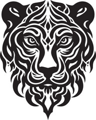 Silhouette of a Graceful Prowler Geometric Emblem of Power in Black Simplicity of Feline