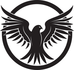 Artistic Kestrel Symbol Monochromatic Beauty Graceful Wings Vectorized Kestrel Crest