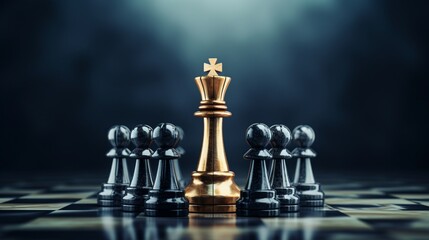  golden and black chess pieces on the board generated by AI