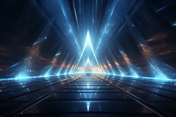 Abstract tunnel of light with ethereal beams and a celestial aura, Generative AI 