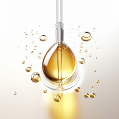 Cosmetic pipette with Cosmetic Essence oil Liquid drop on a white background, 3d rendering, Generative AI