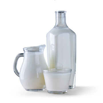 There are many benefits of preserving milk in glass containers, cropped image with transparency and shadow