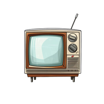 Retro TV isolated on white background Vector illustration in cartoon style