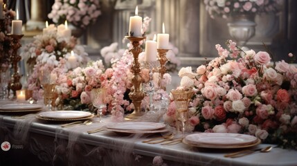 Beautiful wedding table decoration and wedding table setting