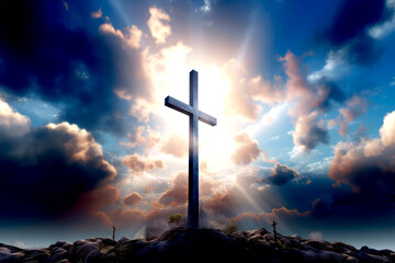 Fototapeta premium cross symbol the death and resurrection on background