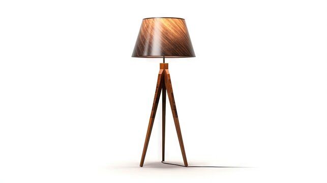 Decorative tripos standing light / FLOOR LAMP / LAMPSHADE isolated on white