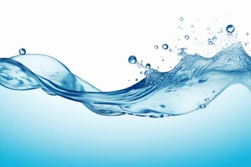 Blue liquid water splash with bubble white background, Generative AI