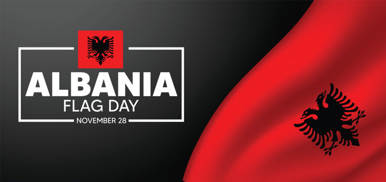 Albania Flag Day 28 November waving flag vector poster