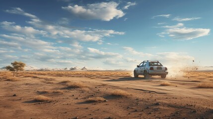 Fototapeta na wymiar Driving Off Road At A Desert