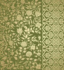 wedding card design, traditional paisley floral pattern , royal India	