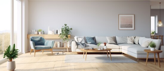 Scandinavian style flat with ample light With copyspace for text