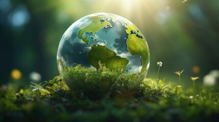 Close up earth on nature background. ESG Environmental, social, and corporate governance concept. Nature Сonservation, Ecology, Social Responsibility and Sustainability.