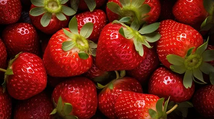 Fotobehang Organic and fresh strawberries in outdoors market in Spain © HN Works