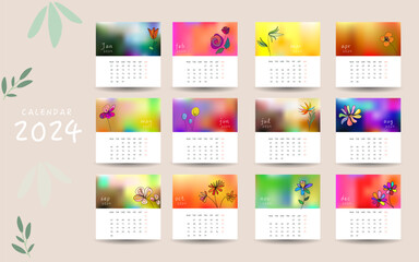 flower hand drawn clean design monthly plan and calendar template