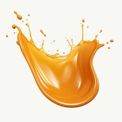 Caramel sauce, Liquid syrup splash, sugar candy caramel or melted toffee, 3d illustration, Generative AI