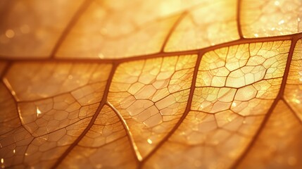 dewy leaf skeleton texture, leaf background with veins and cells - macro photography
