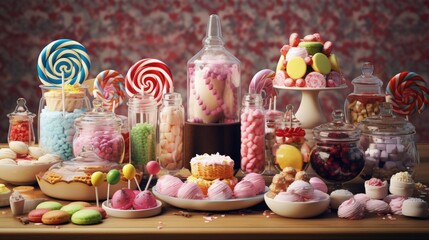 Obraz na płótnie Canvas Delicious sweets on candy buffet