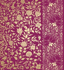 wedding card design, traditional paisley floral pattern , royal India	