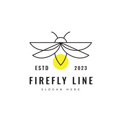 firefly animal minimalist lightning insect lamp logo design vector graphic