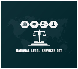 "National Legal Services Day" Celebration Vector Design Illustration for Background. Happy Love Litigating Lawyers Day modern minimal graphic poster illustration. Be a consumer well aware.