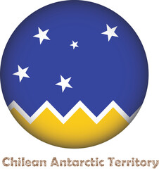 Chilean Antarctic Territory Flag Round Shape