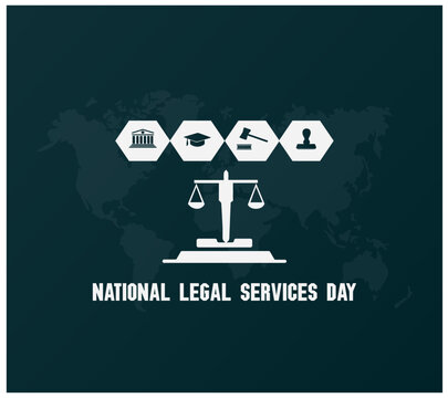 "National Legal Services Day" Celebration Vector Design Illustration for Background. Happy Love Litigating Lawyers Day modern minimal graphic poster illustration. Be a consumer well aware. 