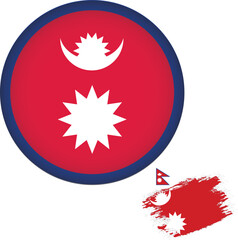 Nepal Flag Round Shape