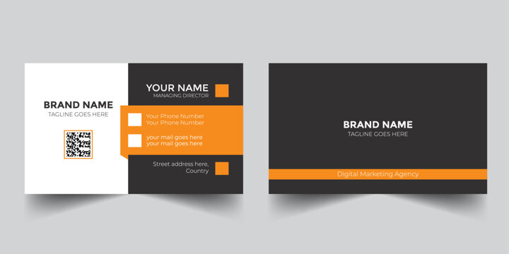 orange own visiting card Modern, Creative business card, name card,  corporate, contact us, void, grab, bulletin, introduction, recruitment,elegant,real estate business card