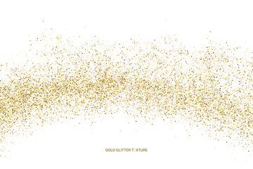Gold Glitter Texture Isolated On White. Goldish Color Sequins. Golden Explosion Of Confetti. Design Element. Celebratory Background. Vector Illustration, Eps 10.