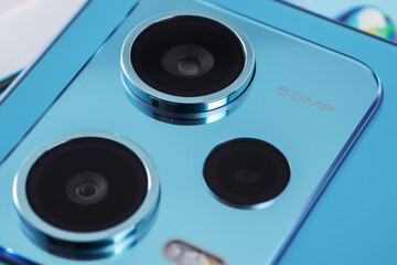 Close up of smartphone or tablet camera lens