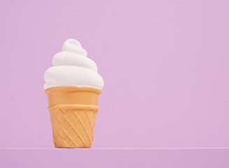 Delicious fresh cold ice cream. Summer funny creative concept. Copy space for text.