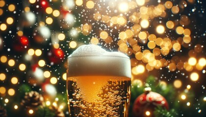 Glowing Beer Bubbles with Festive Christmas Decor