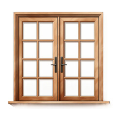 Wooden window isolated on white background Vector illustration