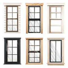 Wooden window isolated on white background Vector illustration