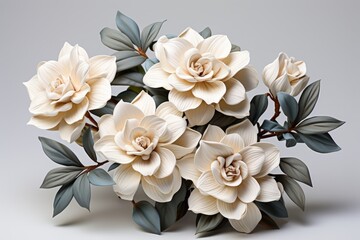 Romantic paper gardenia with lush, white petals and a fragrant, elegant presence, Generative AI