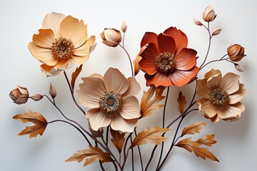 Rustic paper wildflower with a natural, organic look and earthy tones, Generative AI