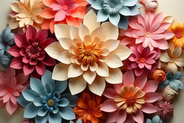  Vibrant paper zinnia with bold, colorful petals and a lively, energetic appearance, Generative AI