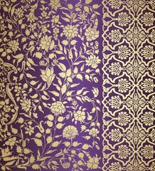 wedding card design, traditional paisley floral pattern , royal India	