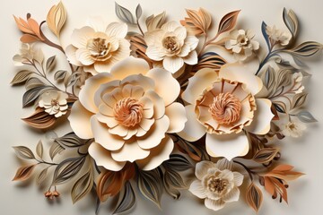 Vintage-inspired paper camellia with a timeless, classic charm and intricate details, Generative AI