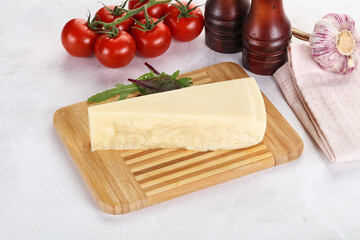 Piece Italian hard parmesan cheese