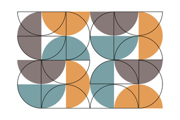 Trendy bauhaus pattern poster. Vector geometric abstract half circle shapes. Simple modern design elements. Fashion retro print. Geometric art - obrazy, fototapety, plakaty