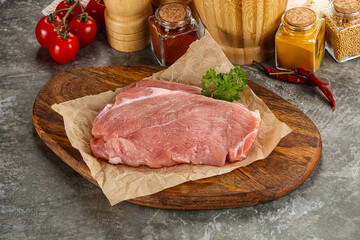 Raw pork schnitzel for cooking